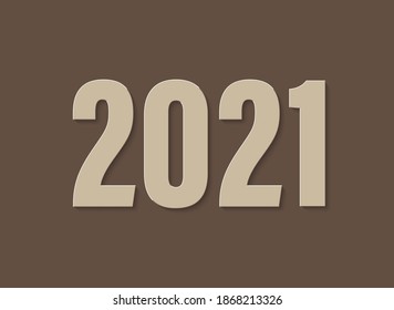 Happy New Year 2021 background. Greeting card 2021 Fonts flyer view from above banner. Celebrate brochure paper cut icon, 3D illustration