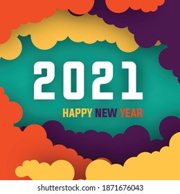 Happy New Year 2021 background template. Merry Christmas and Happy New Year holiday symbol template. 