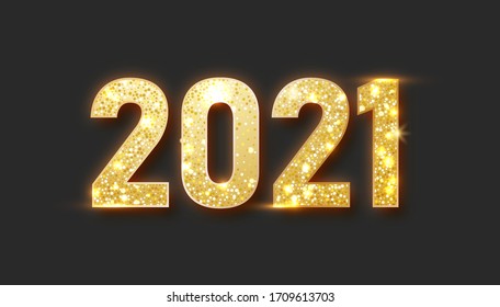 Happy new year 2021 banner. Golden Vector luxury text 2021 Happy new year. Gold Festive Numbers Design. Happy New Year Banner with 2021 Numbers