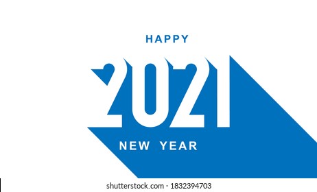Happy new year 2021 banner. Long shadow from numbers. Design for poster or cover card. Vector illustration.
