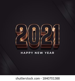 Happy new year 2021 banner with black and gold numbers in elegant style. Festive design templates, greeting cards, posters, banners. Vector Illustration