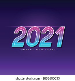 Happy New Year 2021 Banner Background With Neon Light Effect