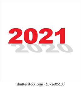 Happy new year 2021 banner. 2020 Shadow reflection, Design logo Pattern, design template, banner, poster, typography