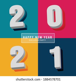 Happy new year 2021 banner template.vector illustration