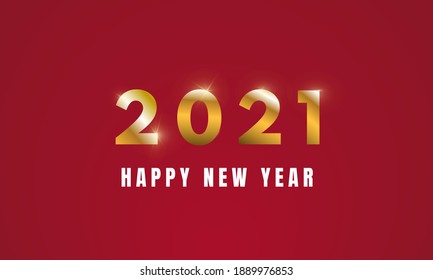 Happy new year 2021 banner with golden luxury and red background