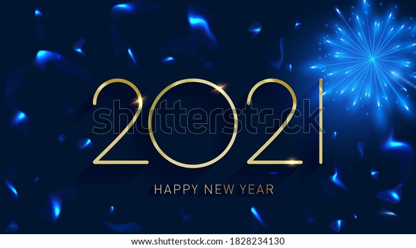 Happy New Year 2021 Banner Design Stock Vector (Royalty Free) 1828234130