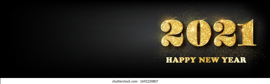 Happy new year 2021 banner.Golden Vector luxury text 2021 Happy new year. Gold Festive Numbers Design. Happy New Year Banner with 2021 Numbers.