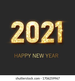 Happy new year 2021 banner.Golden Vector luxury text 2021 Happy new year. Gold Festive Numbers Design. Happy New Year Banner with 2021 Numbers. Vector illusration EPS 10