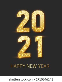 Happy new year 2021 banner.Golden Vector luxury text 2021 Happy new year. Gold Festive Numbers Design. Happy New Year Banner with 2021 Numbers. Vector illusration EPS 10