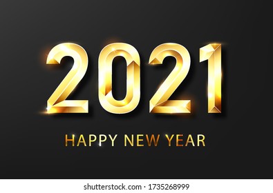 Happy new year 2021 banner.Golden Vector luxury text 2021 Happy new year. Gold Festive Numbers Design. Happy New Year Banner with 2021 Numbers. Vector illusration EPS 10