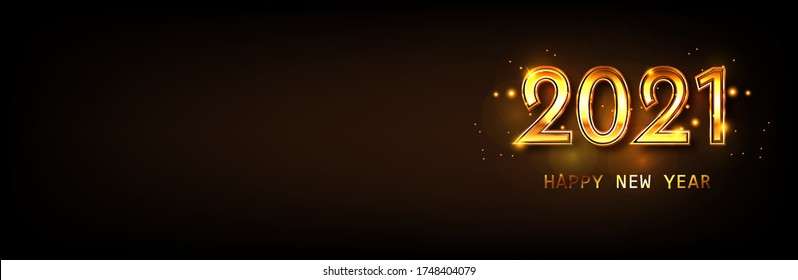 Happy new year 2021 banner.Golden Vector luxury text 2021 Happy new year. Gold Festive Numbers Design. Happy New Year Banner with 2021 Numbers. Vector illusration EPS 10