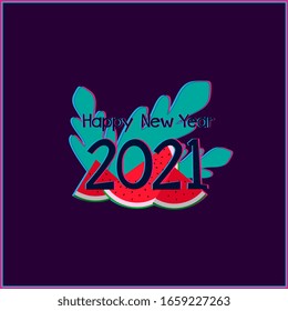 happy new year 2021, beautiful greeting card background or template banner with summer theme. vector design illustration