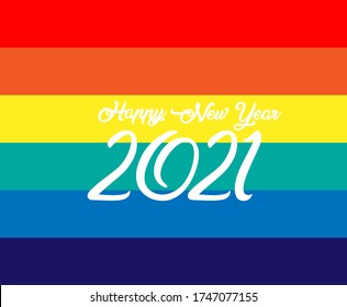 Happy new year 2021, beautiful greeting card background or template banner with rainbow theme. vector design illustration