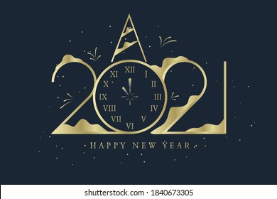Happy New Year 2021. Black paper numbers with sequins Happy New year banner with 2021 numbers dark vector holiday glowing illustration.