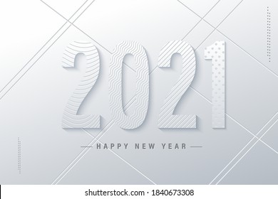 Happy New Year 2021. Black paper numbers with sequins Happy New year banner with 2021 numbers dark vector holiday glowing illustration.