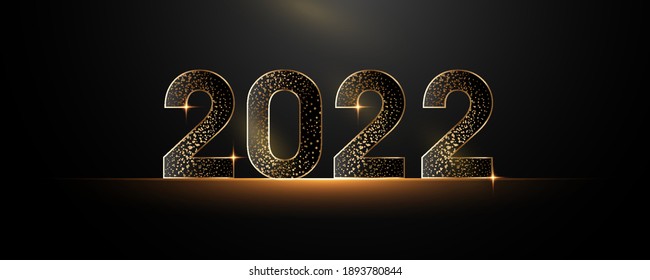 Happy New Year 2021. Black paper numbers with sequins Happy New year banner with 2021 numbers dark vector holiday glowing illustration.