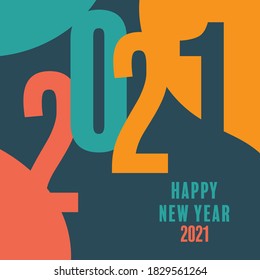 Happy New Year 2021 Business Greeting Card, flat  illustration concept for creating background, greeting card, website, mobile website banner, party invitation, social media banner, marketing material