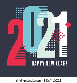 Happy New Year 2021 Business Greeting Card, illustration concept for creating background, greeting card, website, mobile website banner, party invitation card, social media banner, marketing material