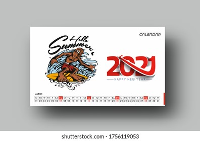Happy new year 2021 Calendar - New Year Holiday design elements for holiday cards, calendar banner poster for decorations, Vector Illustration Background.