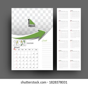 Happy new year 2021 Calendar - New Year Holiday design elements for holiday cards, calendar flyer banner poster for decorations, Vector Illustration Background.