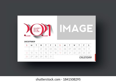 Happy new year 2021 Calendar - New Year Holiday design elements for holiday cards, calendar flyer banner poster for decorations, Vector Illustration Background.