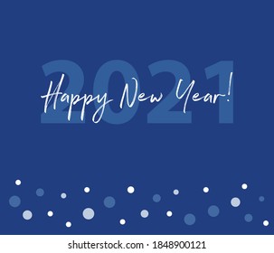 Happy New Year 2021 card design with snowflakes. Template for greeting card.