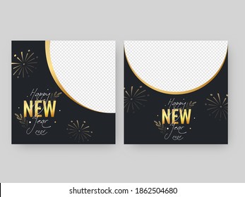 Happy New Year 2021 Celebration Poster Design With Space For Image In Two Options.
