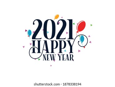 Happy New Year 2021.New year celebration. Celebration typography poster, banner or greeting card