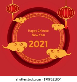 Happy new year 2021 Chinese new year. Year of the ox design.