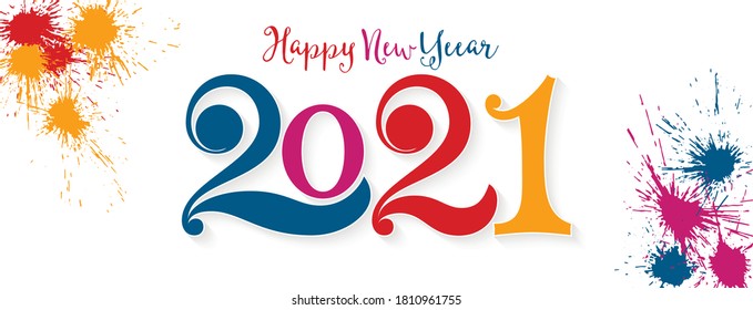 Happy new year 2021. Christmas Year 2021 vector design element for your web design and print, banner template, social networks cover.