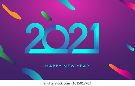 Happy New Year 2021 colorful abstract design, vector elements for calendar and greeting card.