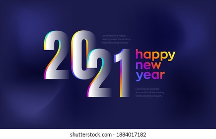 Happy new year 2021. Colorful happy new year wishes on dark background for poster, banner, diary, email. Cover for happy new year 2021 vector background, Vector illustration.
