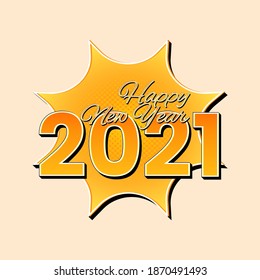 Happy New Year 2021. Comic Style for Celebrate party 2021, Web Poster, banner, cover card, brochure, flyer, layout design.