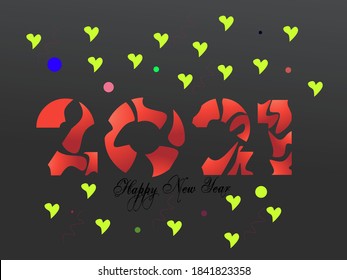 Happy new year, the new year 2021 is coming soon. Celebration typography poster, banner or happy new year greeting card design template. Vector Illustration