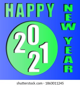 Happy New year 2021 creative holiday. Vector illustration of cardboard layers with various information and shadows.