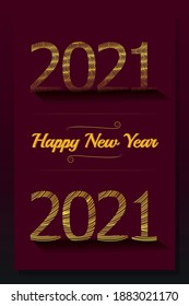 Frohes neues Jahr - Kursive Schriftart 2021 und Weinfarbe im Hintergrund