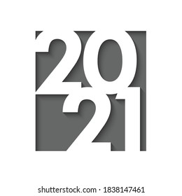 Happy new year 2021 cut paper background. Vector brochure design