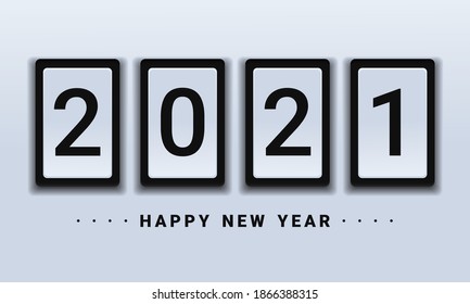 Happy new year 2021 design. New year  holiday celebration. Minimal and elegant design of colored 2021 logo numbers. Illustration vector