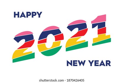 Happy new year 2021. Design template Celebration typography poster, banner or greeting card for new year. Vector Illustration