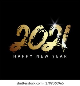 Happy new year 2021! Elegant gold color design. vector illustration template.