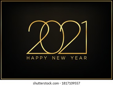 Happy New Year 2021 - elegant design - vector illustration of golden on black background