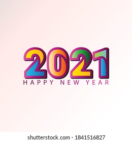 Happy new year 2021! Elegant colorful gradient design. vector illustration template.