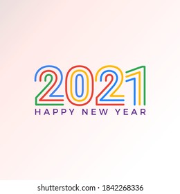 Happy new year 2021! Elegant colorful gradient design. vector illustration template.