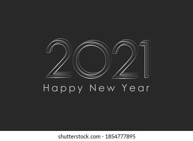 Happy New Year 2021 elegant design script text hand lettering. Design template Celebration typography poster, banner or greeting card for happy new year. Vector Illustration