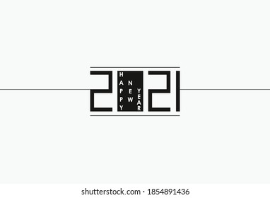 Happy New Year 2021 Elegant Design. Vector Illustration