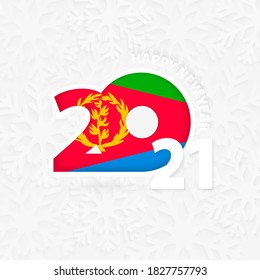 Happy New Year 2021 for Eritrea on snowflake background. Greeting Eritrea with new 2021 year.