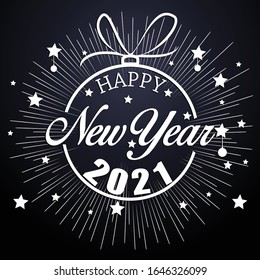 Happy new year 2021 with firework background. Firework display colorful for holidays.
