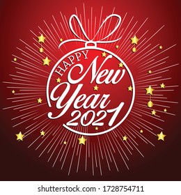 Happy new year 2021 with firework background. Firework display colorful for holidays.