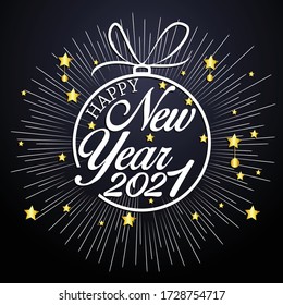 Happy new year 2021 with firework background. Firework display colorful for holidays.