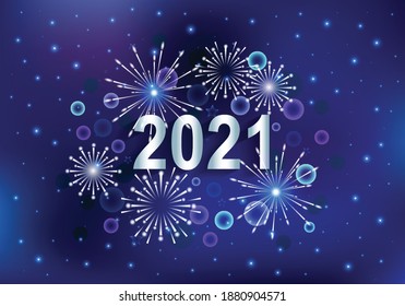 Happy New Year 2021 with fireworks 